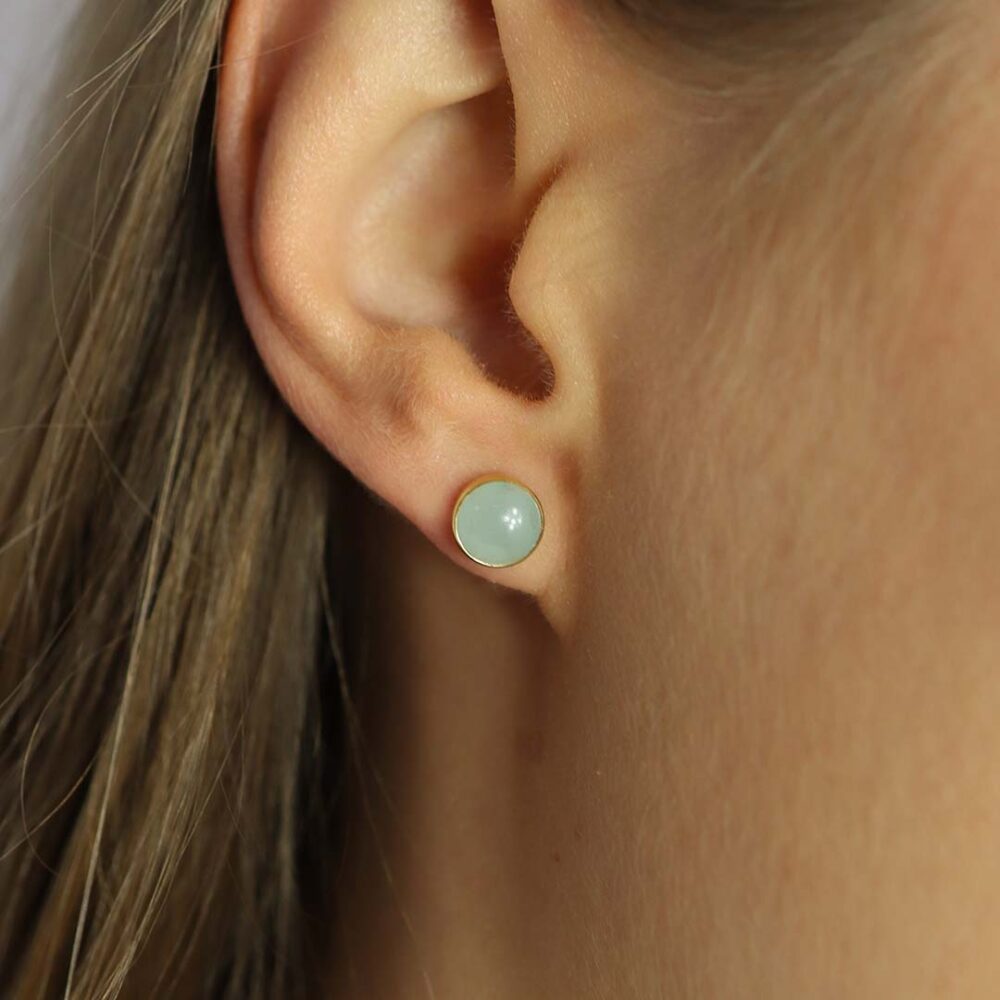 Asta Aquamarine Cabochon Easrstuds Heidi Kjeldsen Jewellers ER4832 Model 1