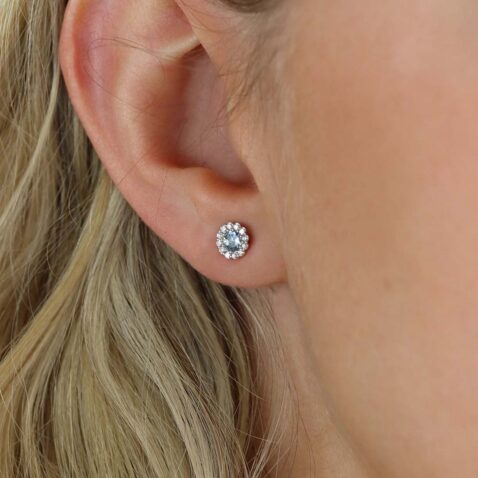 Asta Aquamarine Cluster Earrings Heidi Kjeldsen Jewellery ER4977 Model