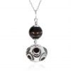 Black and white Murano Glass and Black Agate Sterling Silver Pendant by Heidi Kjeldsen Jewellers P1377 Front