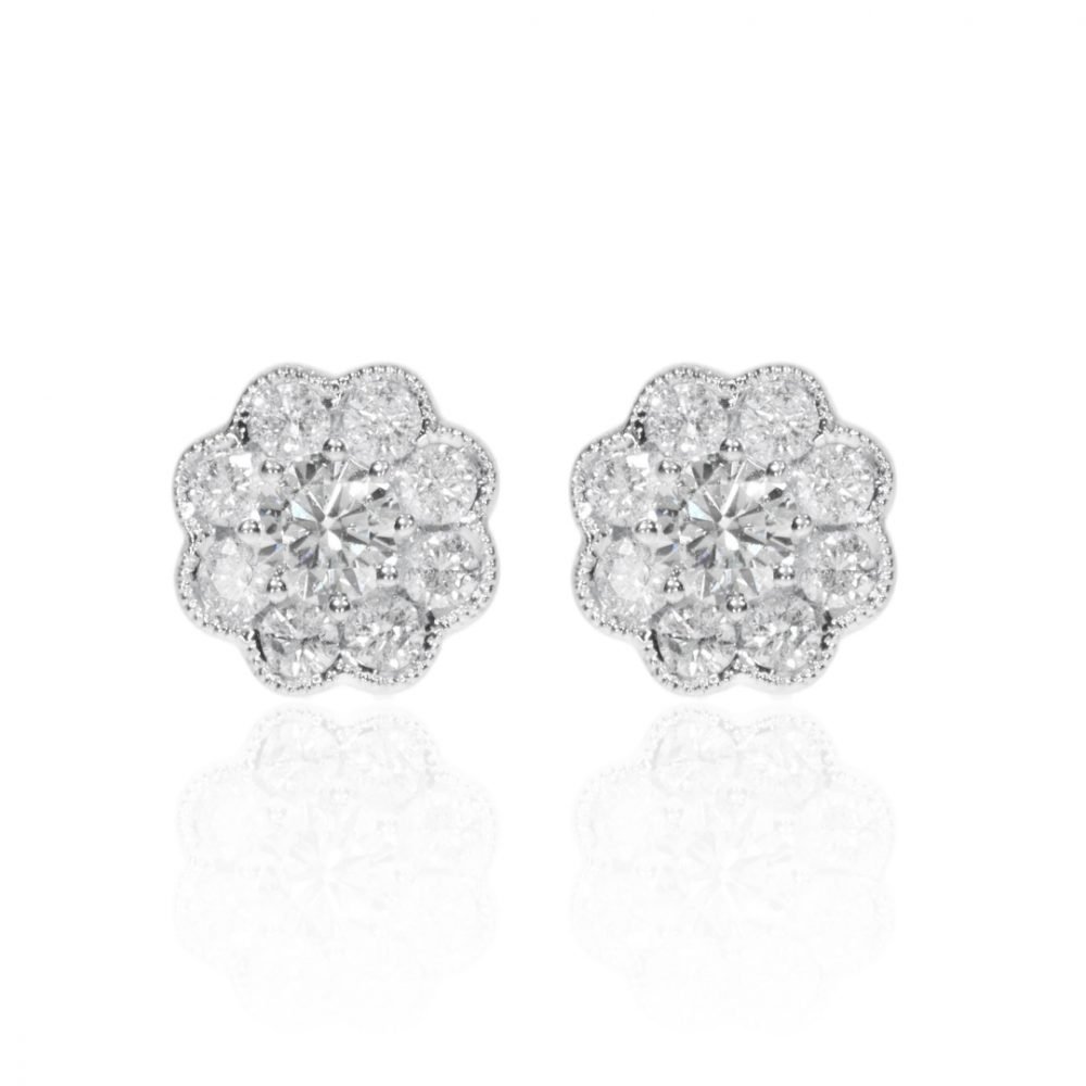 Diamond Daisy Cluster Earrings By Heidi Kjeldsen Jewellery ER4769 Front