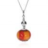 Orange and Red Striped Murano Glass Pendant by Heidi Kjeldsen Jewellery P1363 Front