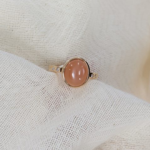 Peach Moonstone Ring By Heidi Kjeldsen Jewellers R1683 white