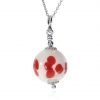 Red and white Floral Murano Glass Pendant By Heidi Kjeldsen Jewellery P1256 Front
