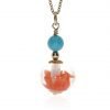 Turquoise and Orange Floral Implosion Murano Glass Pendant By Heidi Kjeldsen Front