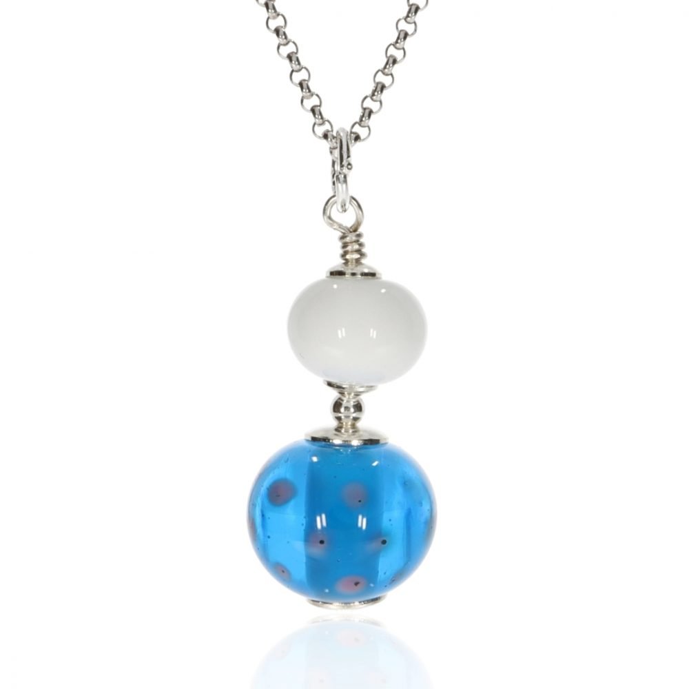 Blue and white Murano Glass Pendant By Heidi Kjeldsen Jewellery P1426 Front