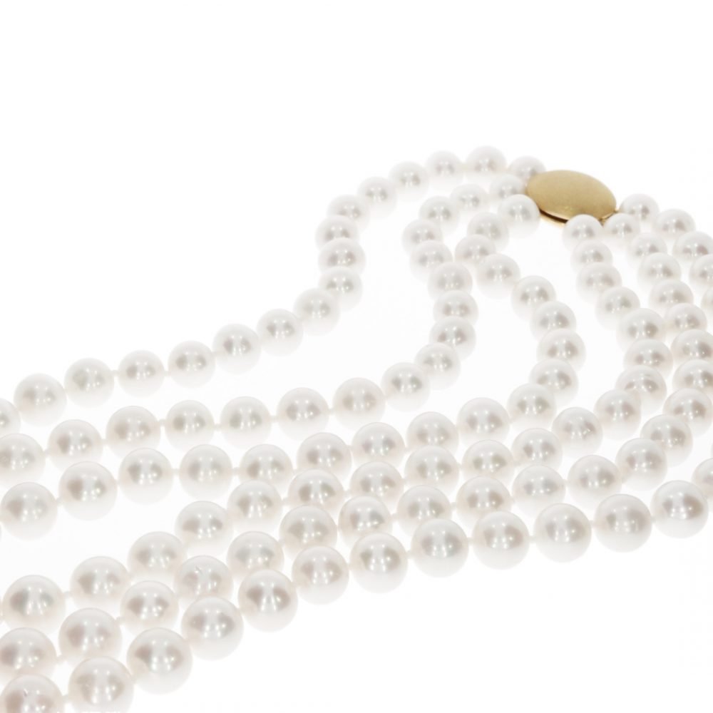 Stunning Pearl Triple Row Necklace By Heidi Kjeldsen Jewellery NL1226 Close up