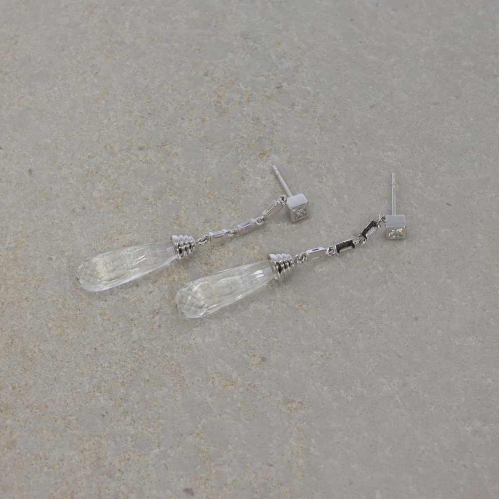 Rock crystal and Diamond drop earrings by Heidi Kjeldsen Jewellers ER2596 Still