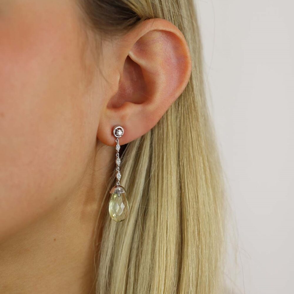 Dorit Citrine Diamond Long Drop Earrings Heidi Kjeldsen Jewellers ER2595