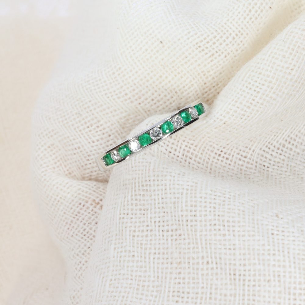 Elegant Emerald and Diamond Eternity Ring R1695 Heidi Kjeldsen Jewellery