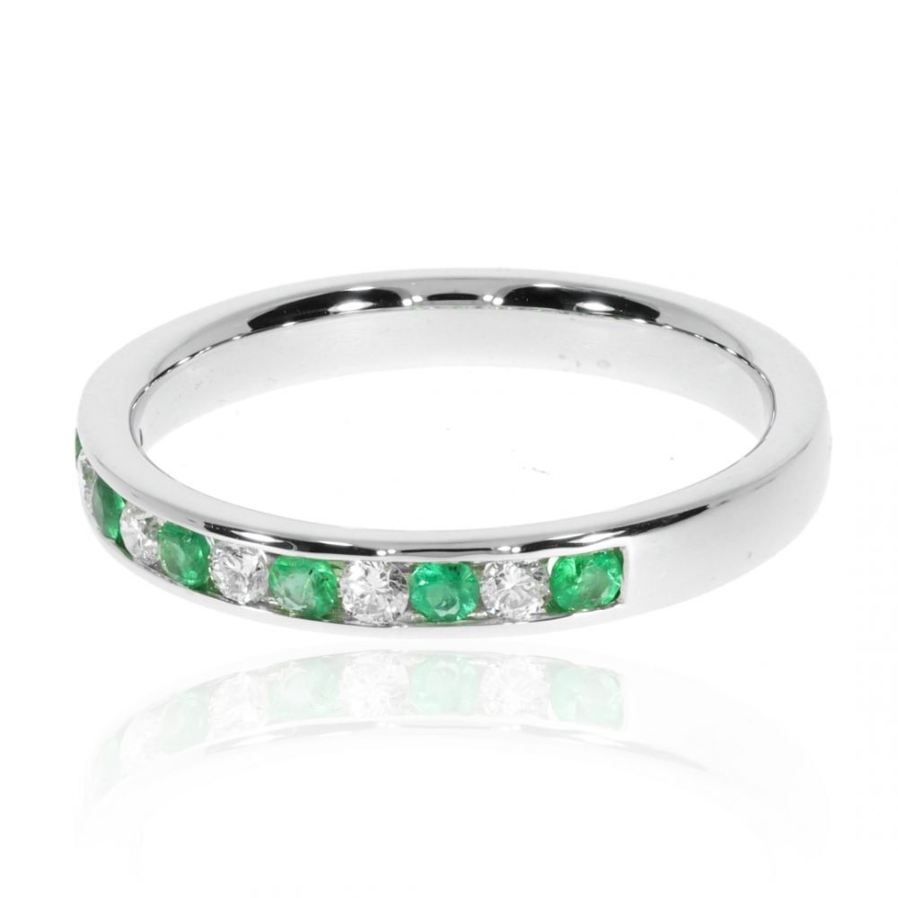 Emerald and Diamond eternity ring by Heidi Kjeldsen Jewellers R1695 Side
