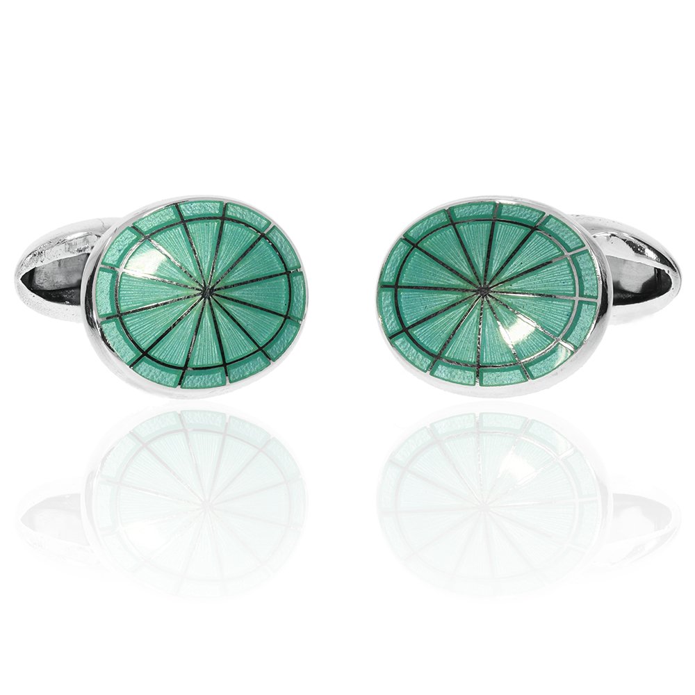 Gorgeous Green Mint Enamel Cufflinks Heidi Kjeldsen Jewellery CL0236 Front