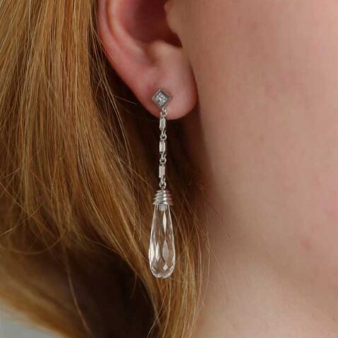 Hanne Rock Crystal Diamond Drop Earrings Heidi Kjeldsen Jewellery ER2596 model2 (1)