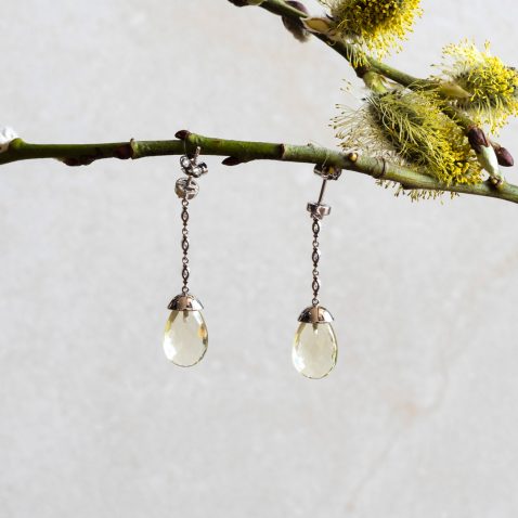 Lemon Citrine and Diamond drop earrings by Heidi Kjeldsen Jewellers ER2595 still
