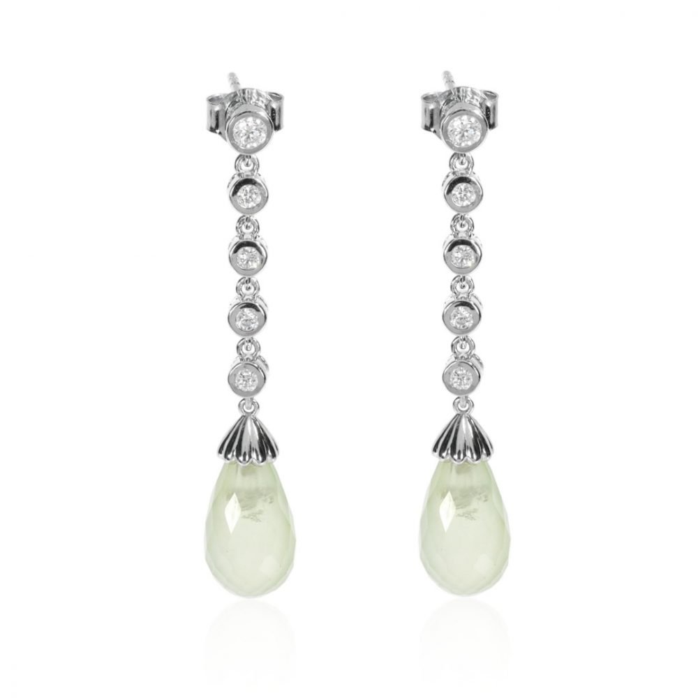 Prehnite and Diamond drop earrings by Heidi Kjeldsen Jewellers ER2598 Front