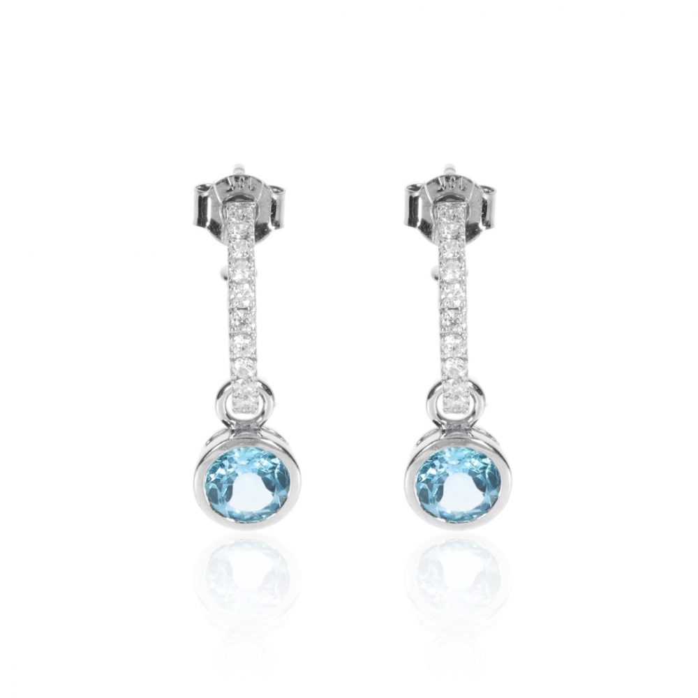 Blue Topaz and Diamond Hooped Earrings With Interchangeable Blue Topaz Drop Earrings ER2558 By Heidi Kjeldsen Jewellers Front View