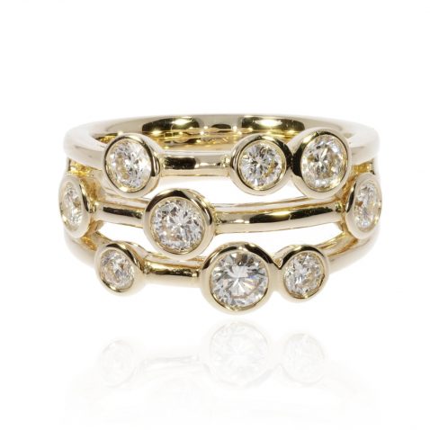 Diamond yellow Gold Bubble ring By Heidi Kjeldsen Jewellers R1698 Front