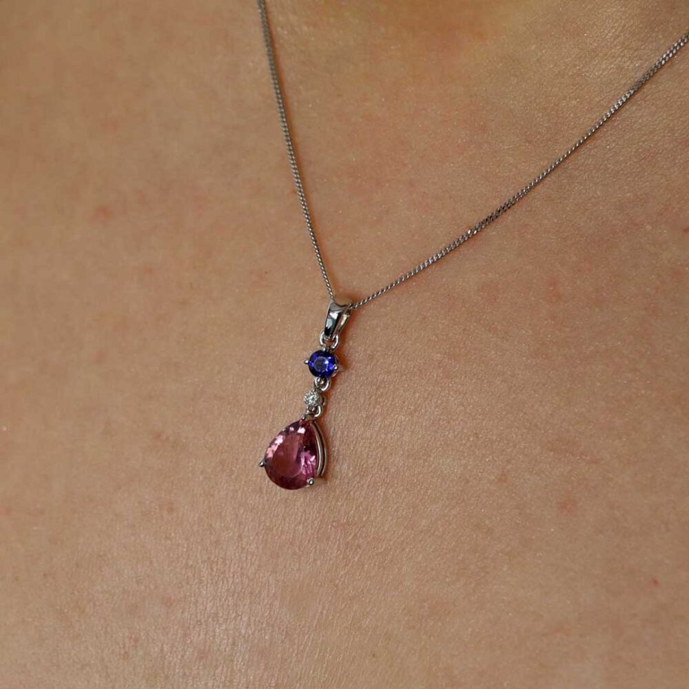 Alma-Pink-Tourmaline-and-Sapphire-and-Diamond-pendant-by-Heidi-Kjeldsen-Jewellery-P1498-model