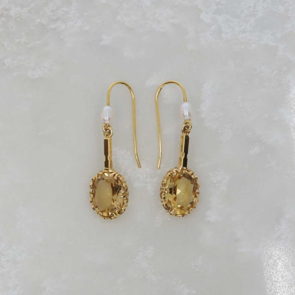 Citrine and Pearl earrings 9ct yellow Gold Heidi Kjeldsen Jewellery ER2574 still
