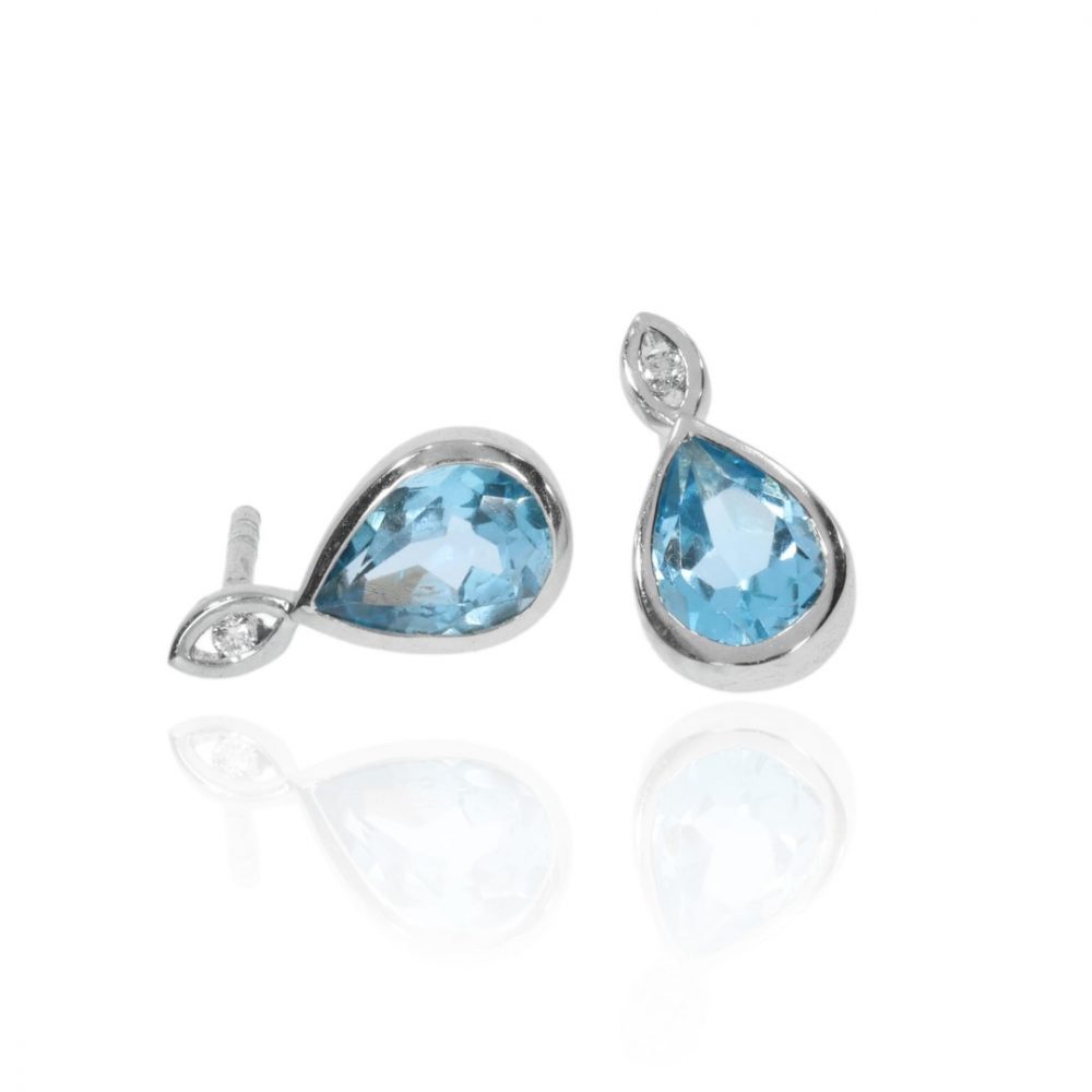 Diamond and Blue Topaz Earrings Heidi Kjeldsen Jewellery ER2624 Side