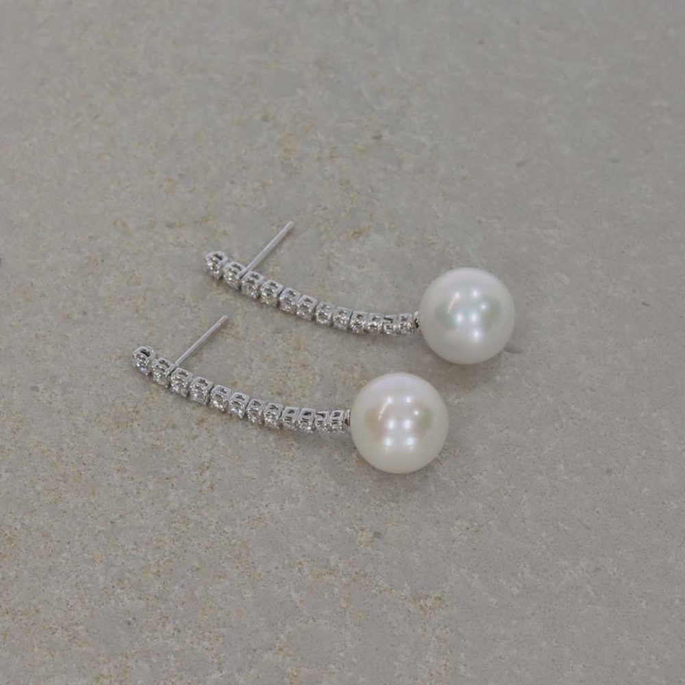 Diamond and Pearl Drop Earrings By Heidi Kjeldsen Jewellery ER2594 Still