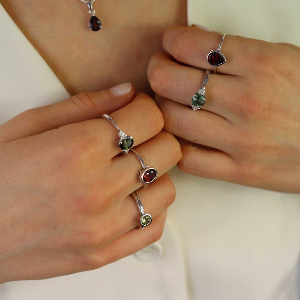 Garnet Silver Rings Tourmaline and Alexanrite Diamond Rings Heidi Kjeldsen Jewellery