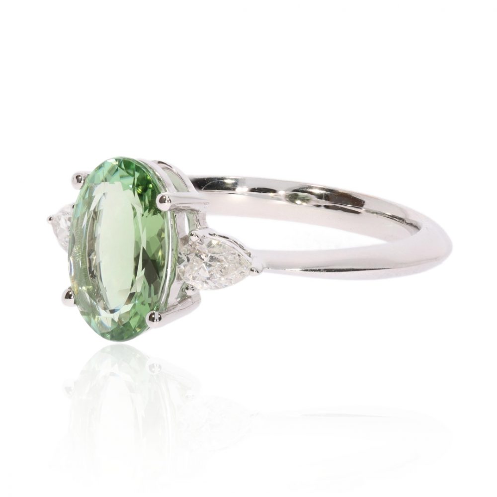 Green Tourmaline and Diamond Ring by Heidi Kjeldsen Jewellery R1702 Side