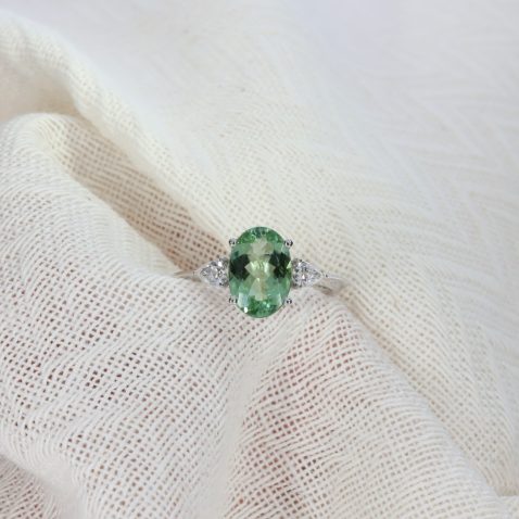 Green Tourmaline and Diamond Ring By Heidi Kjeldsen jewellery R1702 white