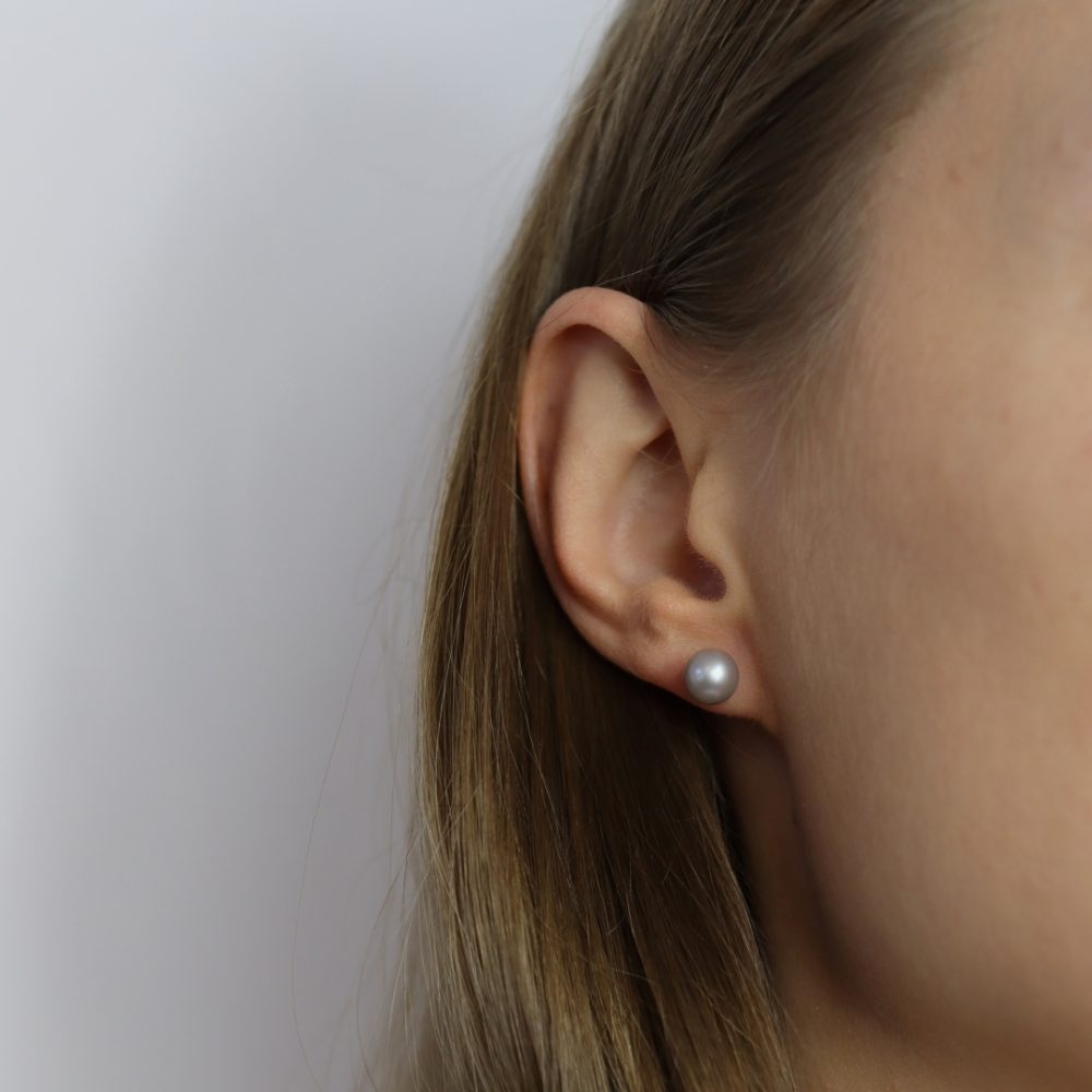 Grey Cultured Pearl Stud Earrings By Heidi Kjeldsen Jewellery ER4742 Model JPG