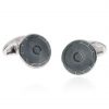 Grey round Enamelled Cufflinks Heidi Kjeldsen Jewellers CL0218 front