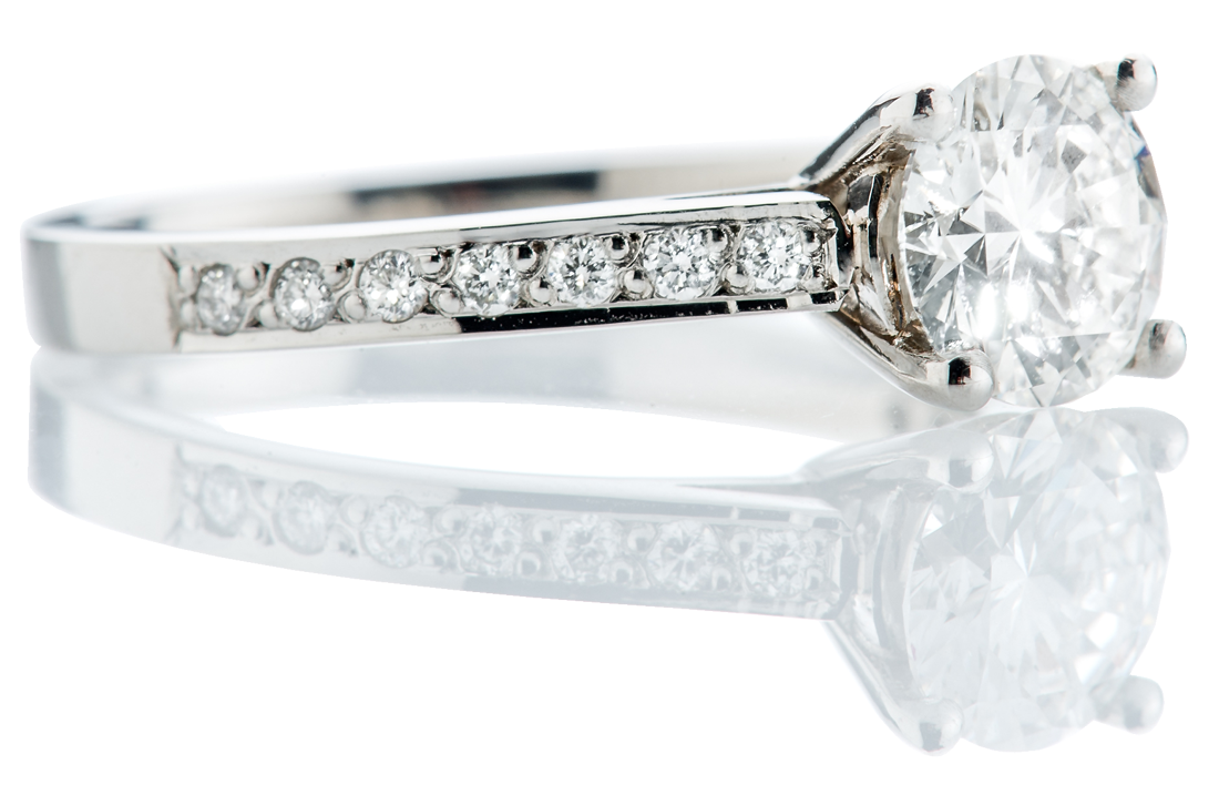 Magnificent Diamond and Platinum Engagement Ring With Diamond Set Shoulders Oakham Rutland