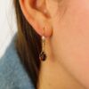 Mathilde Garnet Pearl Drop Earrings Heidi Kjeldsen Jewellery ER2577 model (1)