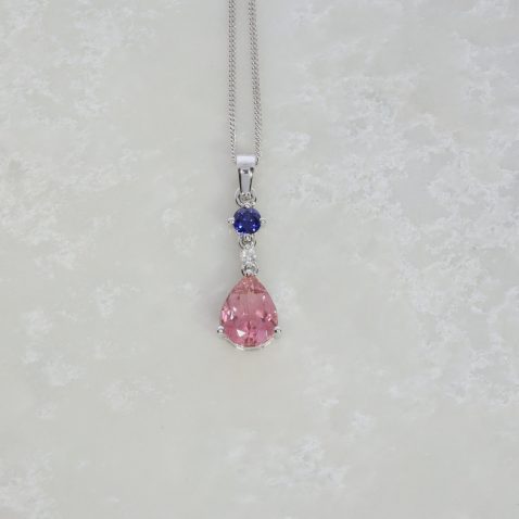 Pink Tourmaline Sapphire and Diamond Drop Pendant Heidi Kjeldsen Jewellery P1498