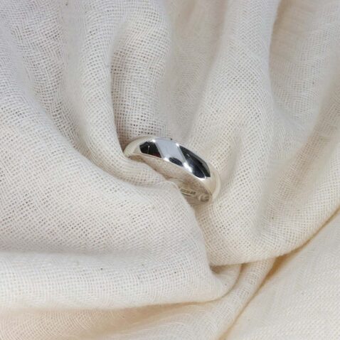 Sofia D Shaped Heavy Silver Exhibit Ring R1140s still
