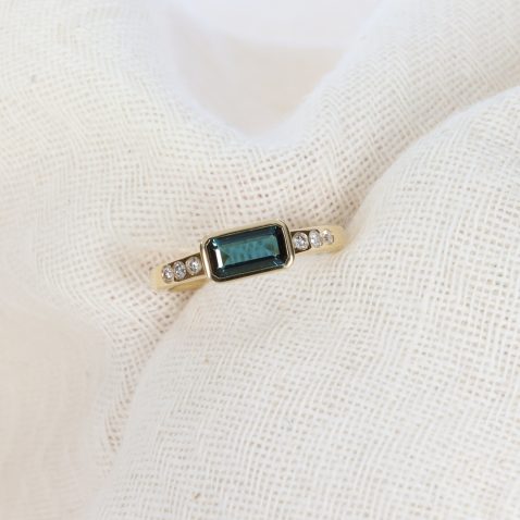 Unusual Blue-Green Tourmaline and Diamond Ring R1707 Heidi Kjeldsen Jewellery