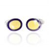 Yellow Navy Oval Enamelled Cufflinks Heidi Kjeldsen Jewellers cl0285 front