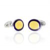 Yellow Navy Oval Enamelled Cufflinks Heidi Kjeldsen Jewellers cl0285 side