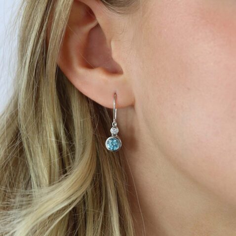 Freja Natural Blue Zircon and Diamond Earrings Heidi Kjeldsen Jewellers ER2437