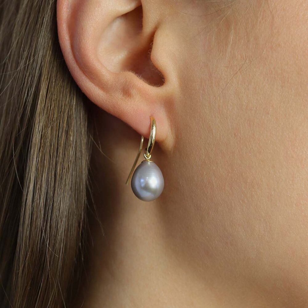 Grey Cultured Pearl Drop Earrings By Heidi Kjeldsen Jewellery ER2448 Model 6