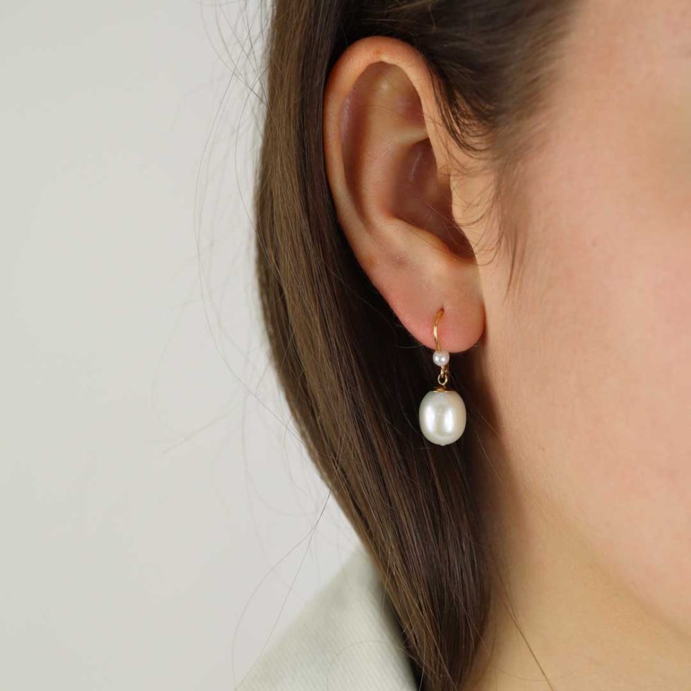 White Cultured Pearl Drop Earrings By Heidi Kjeldsen Jewellery ER4707 model