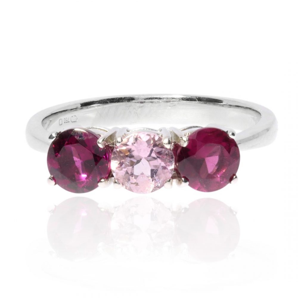 Pretty Pink Rhodalite Garnet and Morganite Ring By Heidi Kjeldsen Jewellery R1640 Front