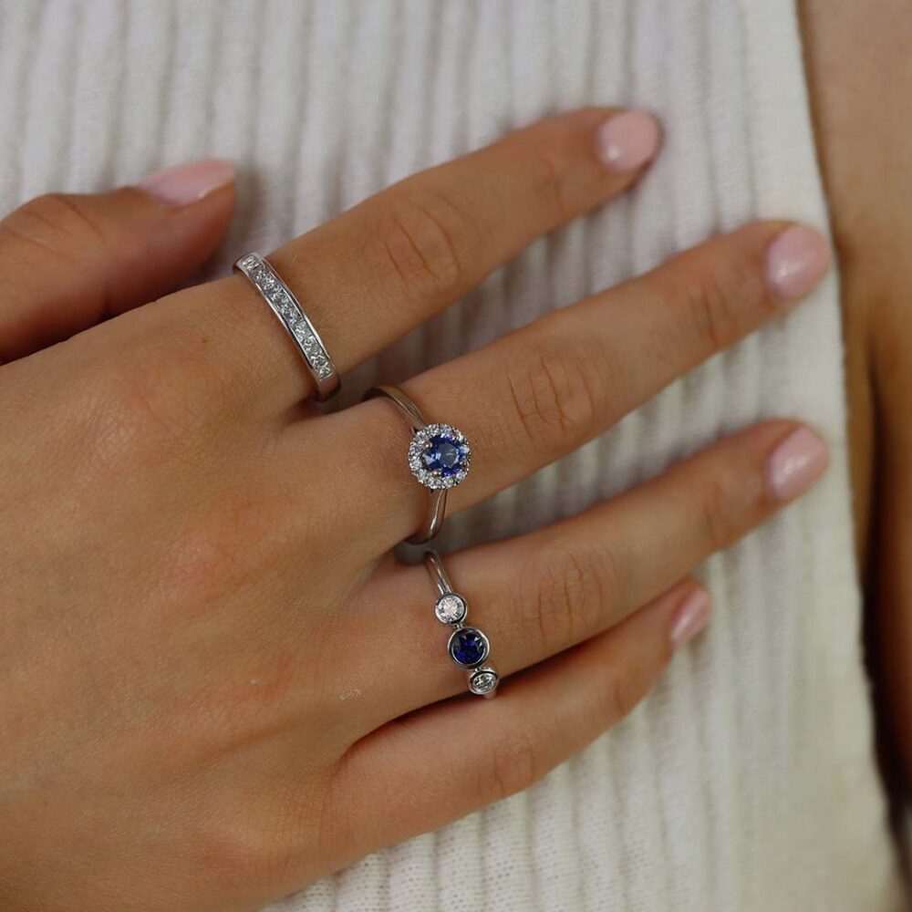 Sara Sapphire Diamond Rings Heidi Kjeldsen Jewellery R1585 R1273 R1291 Model