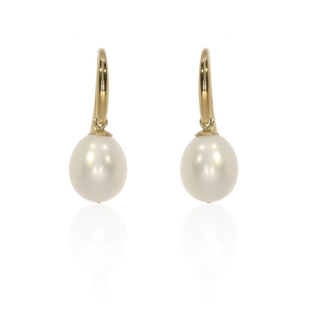 White drop Pearl Earrings By Heidi Kjeldsen Jewellery ER2466 Front