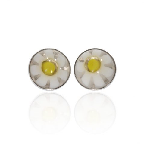 Yellow Daisy Murano Glass Earrings by Heidi Kjeldsen Er914 Front