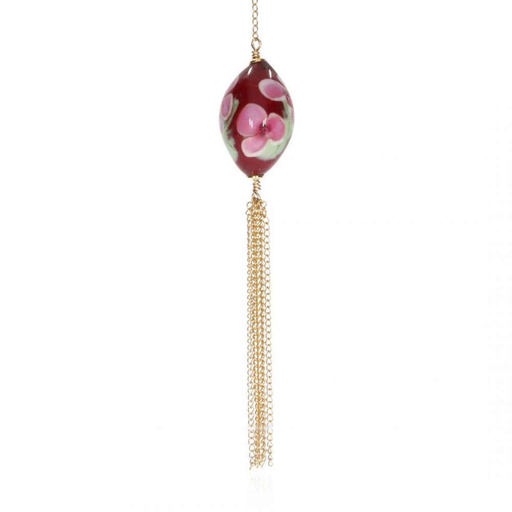 Floral Red Glass Pendant By Heidi Kjeldsen Jewellery NL1318 Front