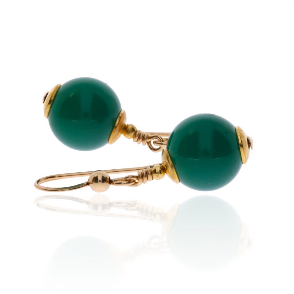 Green Agate Gold Filled Drop Earrings By Heidi Kjeldsen Jewellery ER2480 Flat