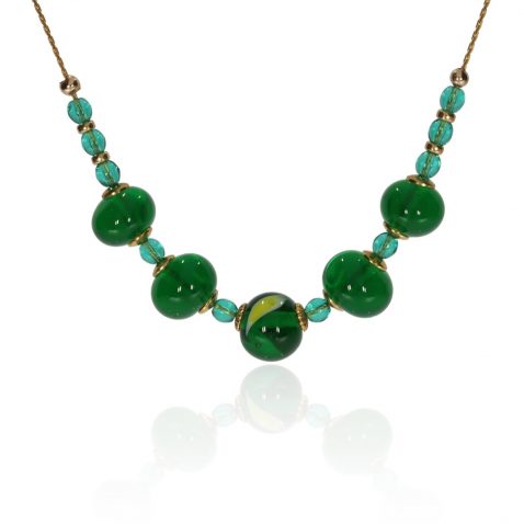 Glorious Green and Yellow Glass Necklace by Heidi Kjeldsen Jewellery NL1179 Front