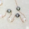 Grete Black Tahitian White Akoya Diamond Rose Gold Necklace Heidi Kjeldsen Jewellery NL1332