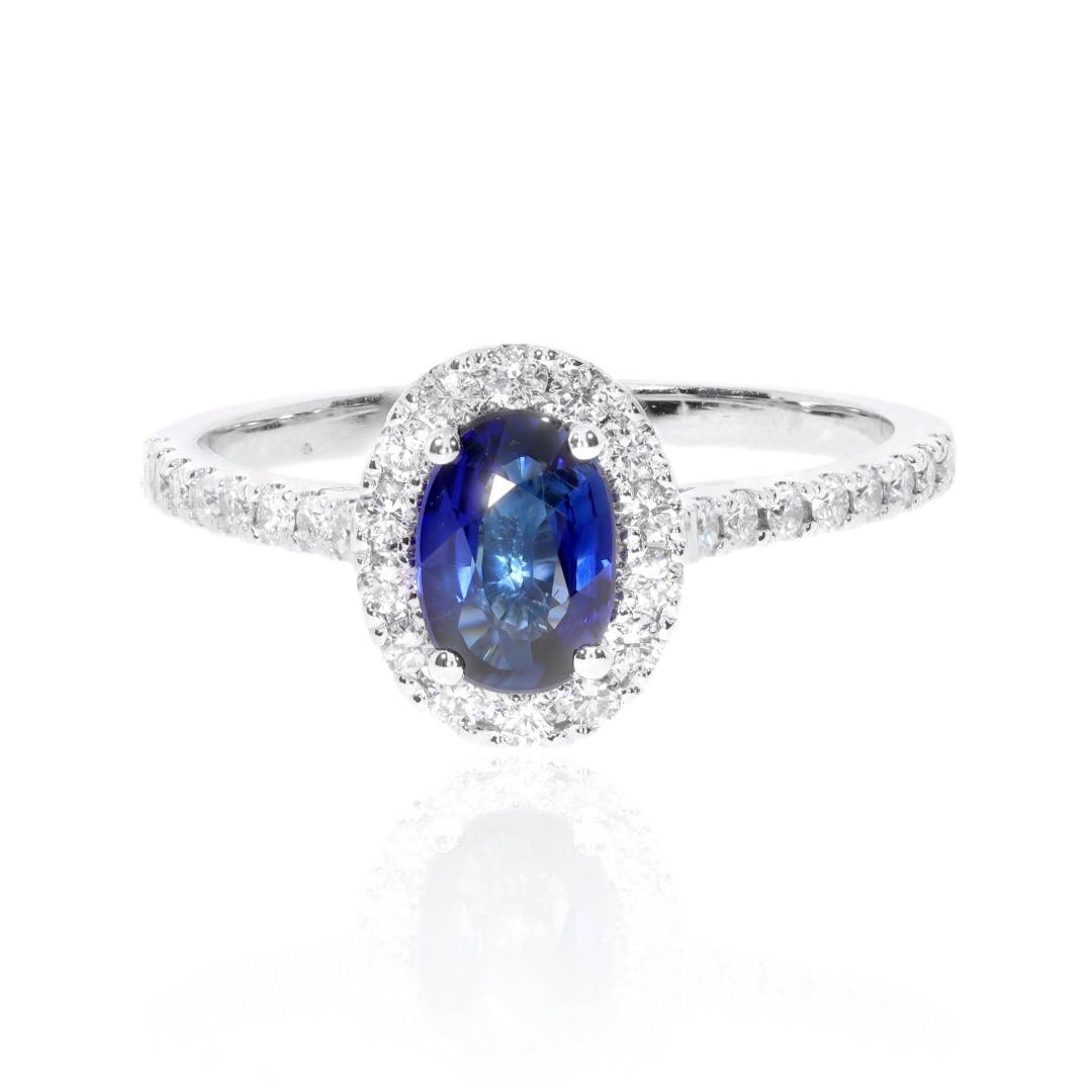 Sara Sapphire and Diamond Engagement Ring