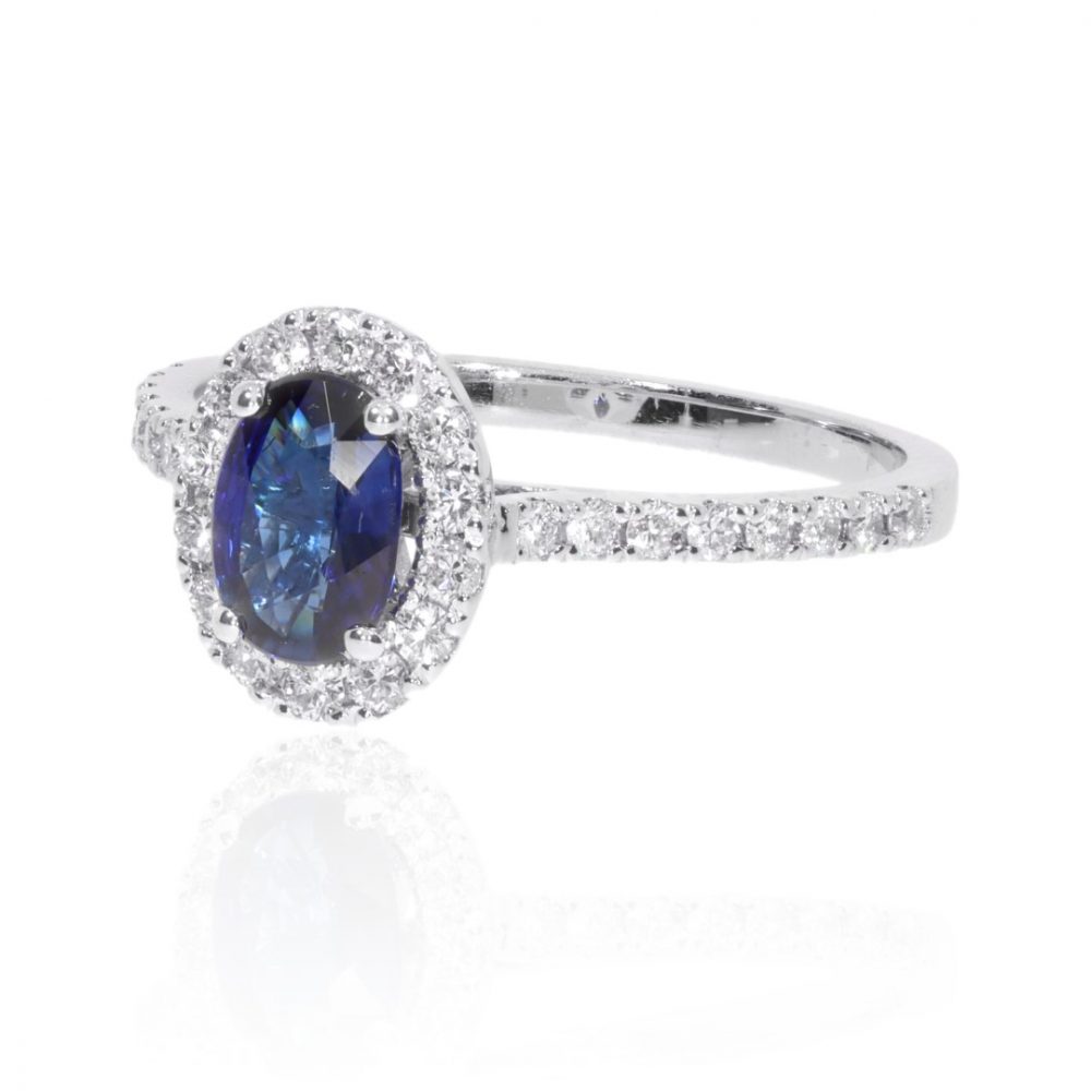 Sapphire and Diamond Cluster Ring By Heidi Kjeldsen Jewellery R1701 Side