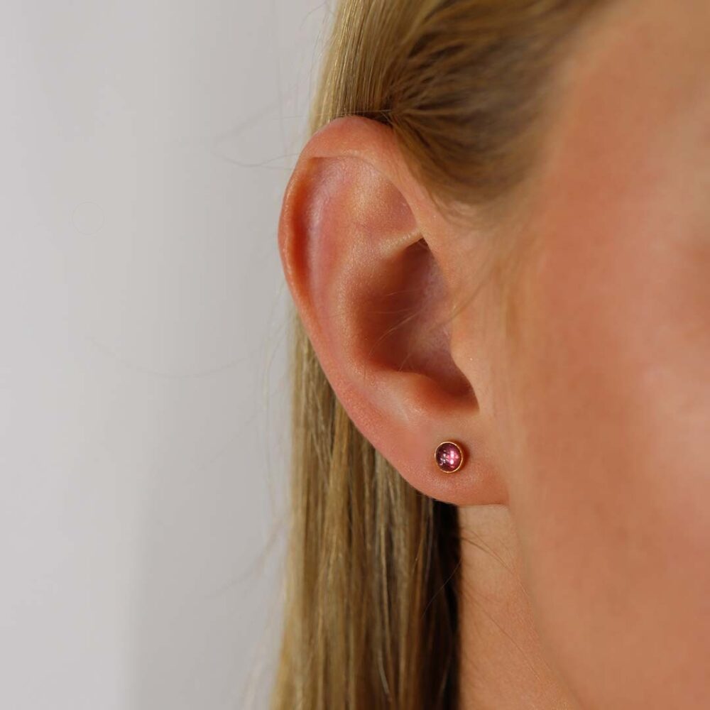 Alma Pink Tourmaline Earrings Heidi Kjeldsen Jewellery ER2576 Model